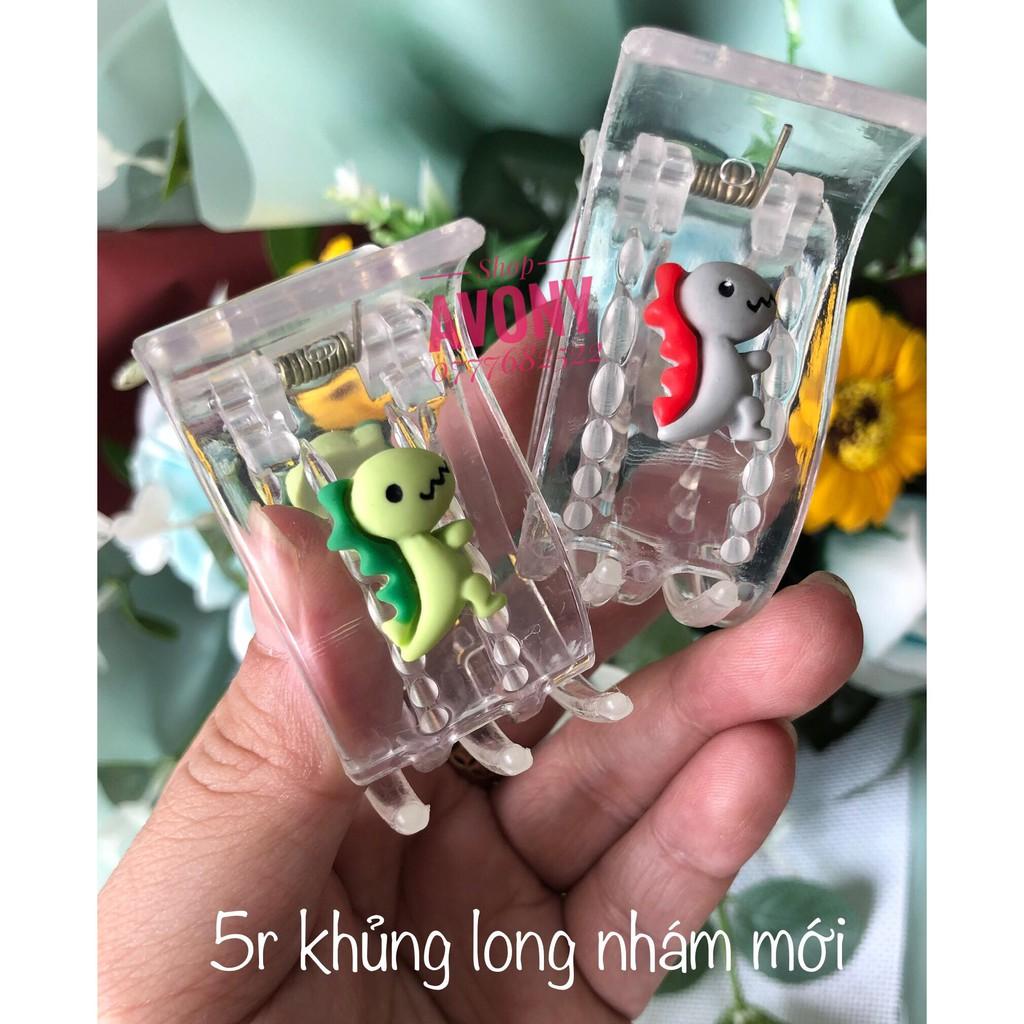 Kẹp tóc (3 - 5) răng dẻo trong đính icon khủng long