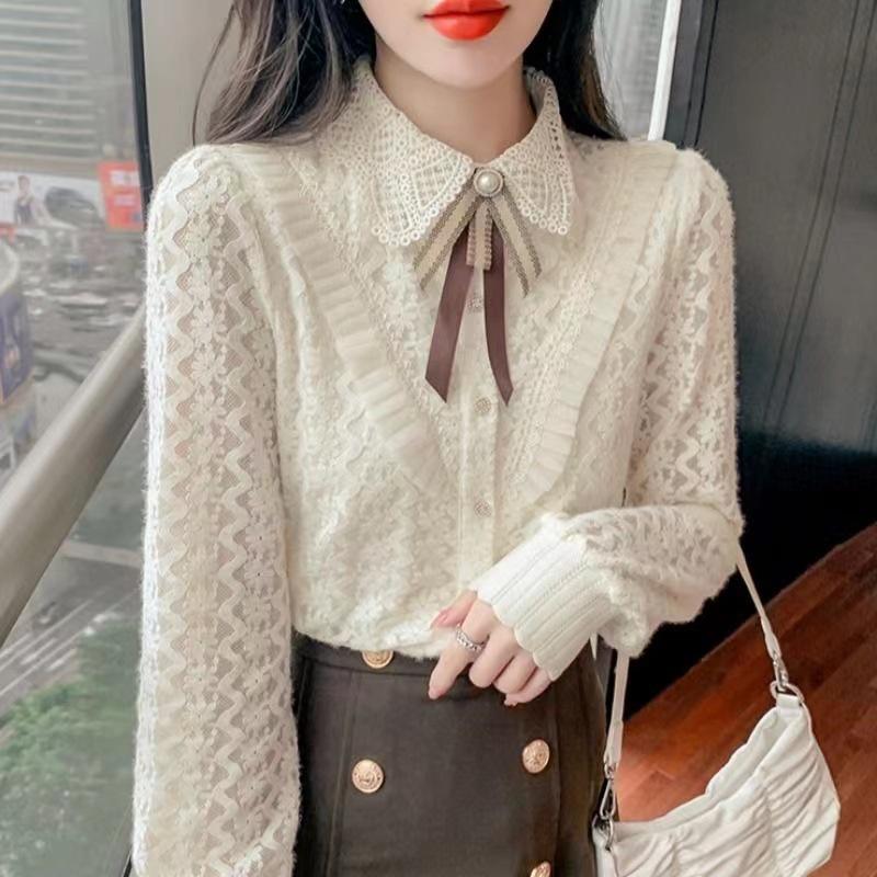 Áo Sơ Mi Ren Nữ Dài Tay Thời Trang