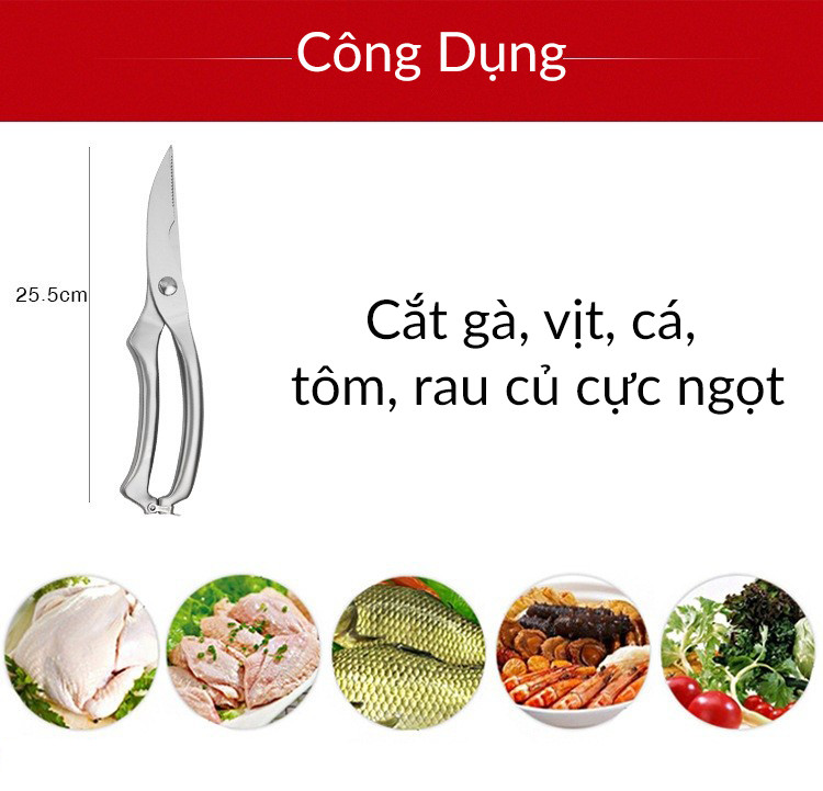 Kéo cắt gà cắt rau củ cắt cành cây KA06 Thép không gỉ cao cấp