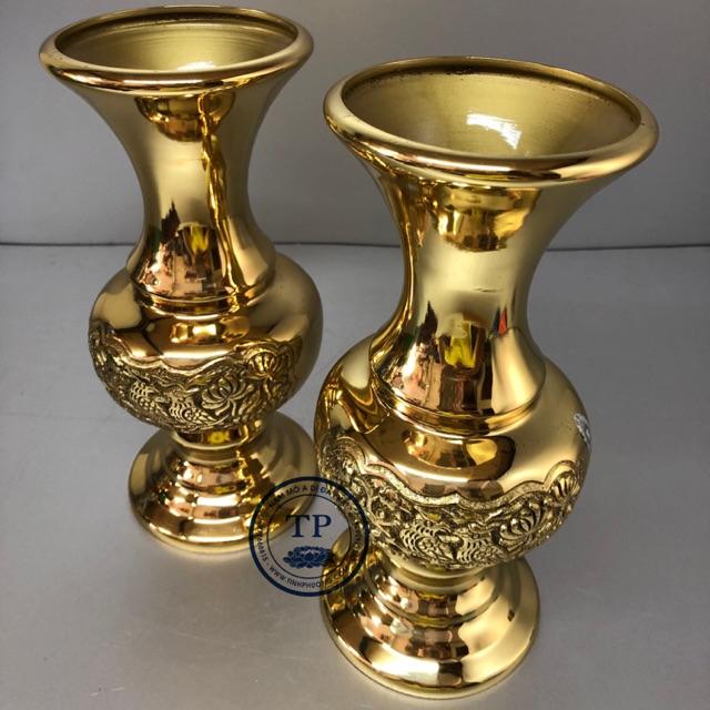 Đôi lọ hoa đồng vàng nguyên chất KH2863