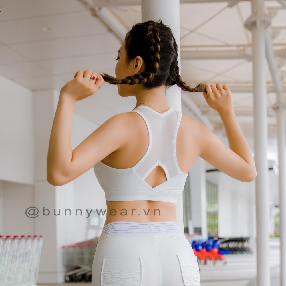 Áo bra phối ren nâng ngực tập gym yoga Bunny cho nữ vải