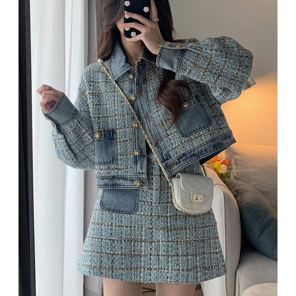 Set dạ Tweed 2 món phối Jean