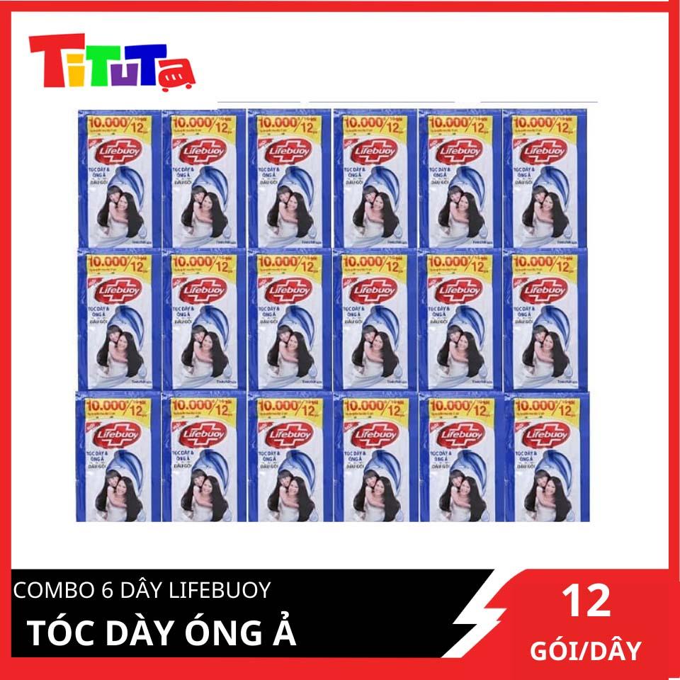 COMBO 6 dây Dầu gọi Lifebuoy Tóc dày óng ả 12 gói x6
