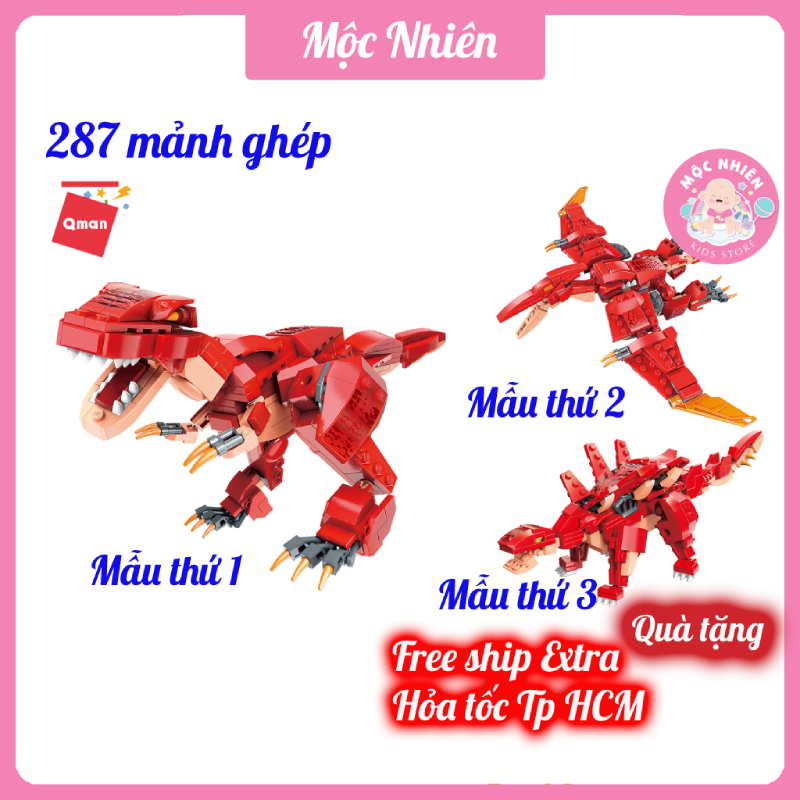 Đồ Chơi Lắp Ráp Kiểu Lego Qman 42106 Khủng Long Biến Đổi (287 Mảnh Ghép) Dành Cho Bé Trai Trên 6 Tuổi