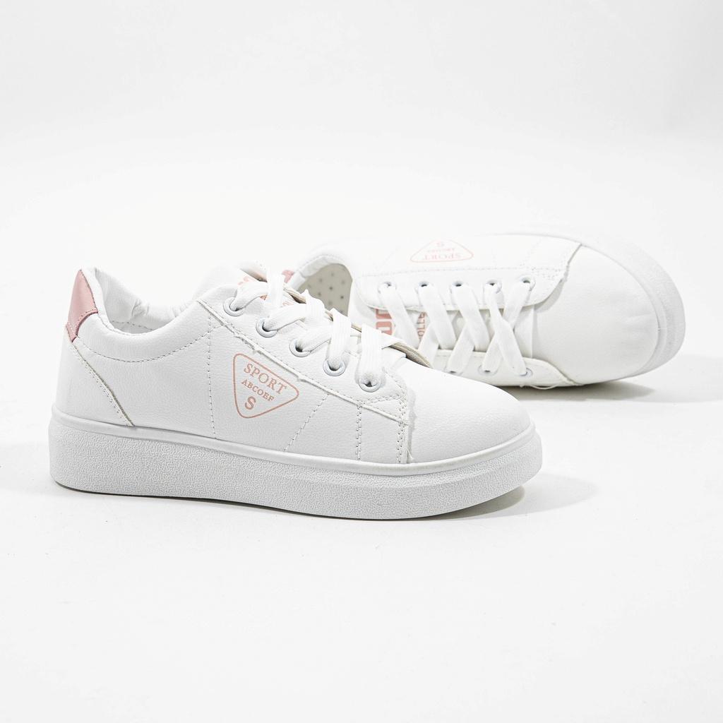 Giày MWC 0633 - Giày Thể Thao Nữ, Sneaker Da Basic Đế Bằng Thời Trang