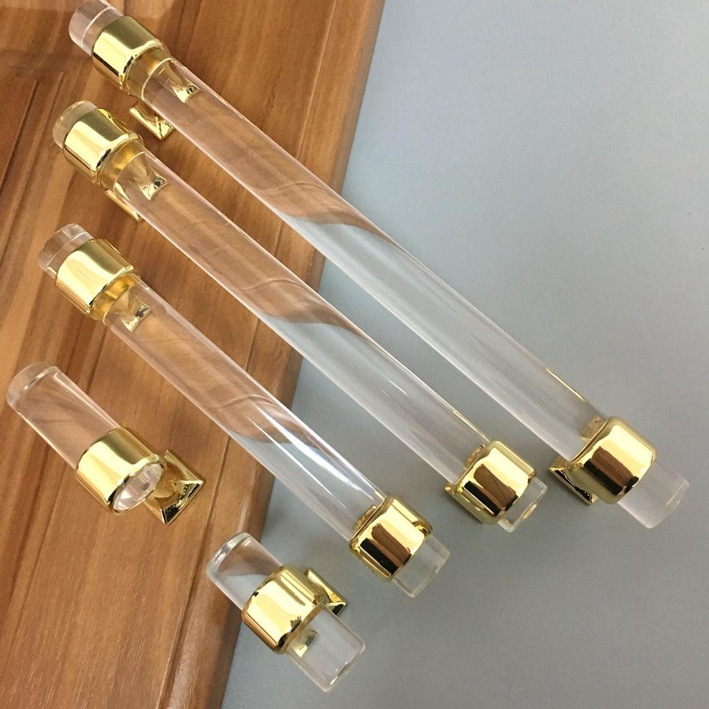 4Pcs Acrylic Door Pull Knob Drawer Cupboard Handle Home Decorative Gold