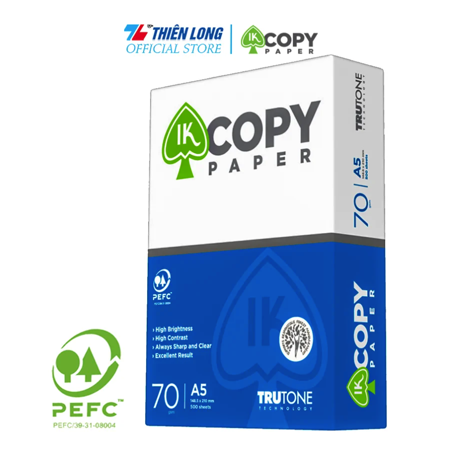 Combo 5 Ream giấy A5 70 gsm IK Copy - Hàng nhập khẩu Indonesia