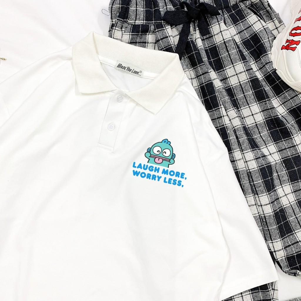 Polo Áo Thun Có Cổ Tay Lỡ Unisex Bạch Tuộc LAUGH MORE