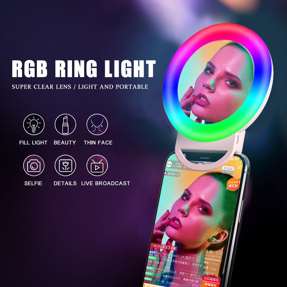 Đèn LED tròn mini gắn điện thoại hỗ trợ chụp ảnh, tự sướng
