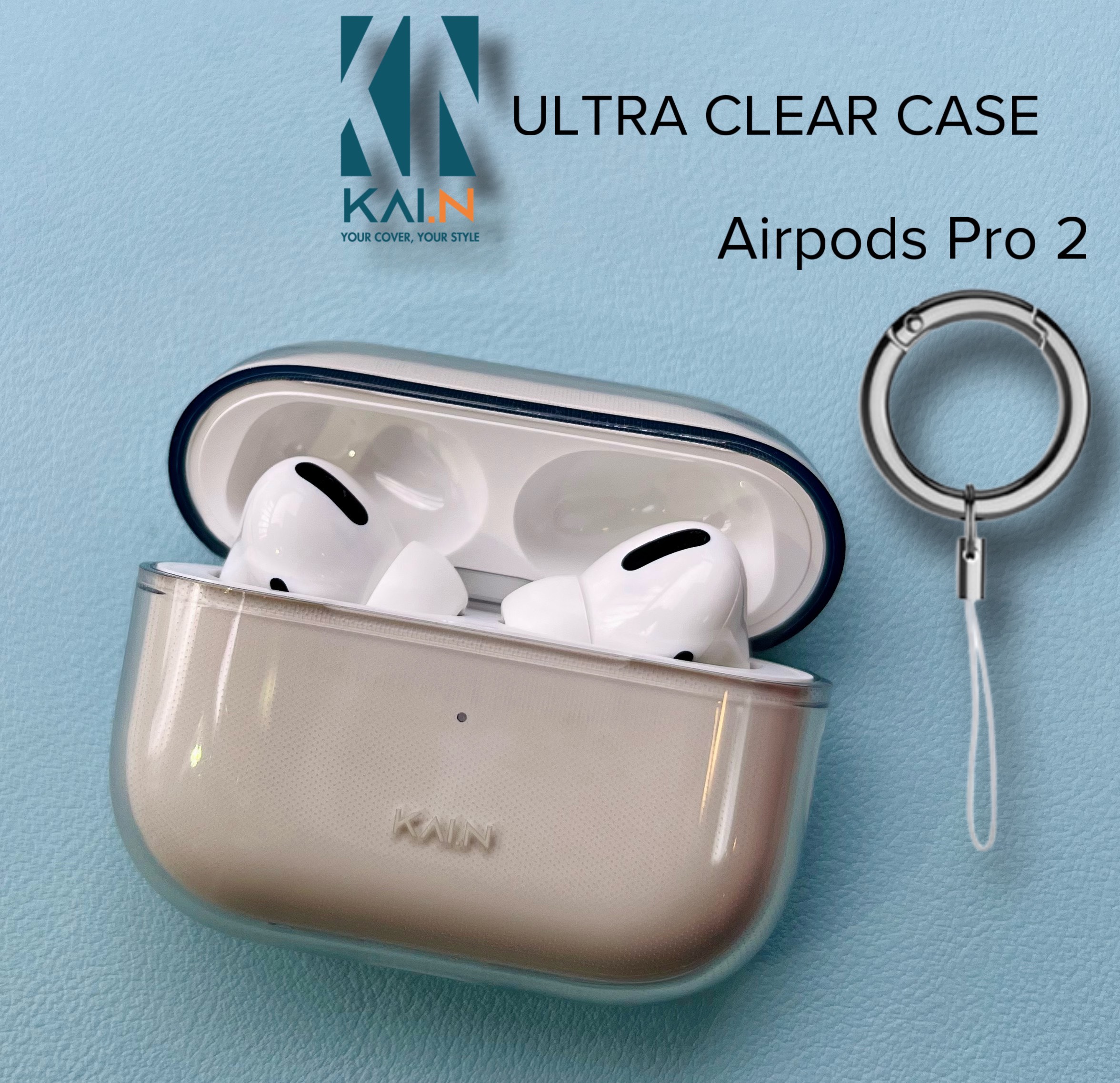 Ốp Trong Suốt Kai.N Ultra Clear Case, Kèm Móc Khóa Dành Cho Airpods PRO 2 - HÀNG CHÍNH HÃNG