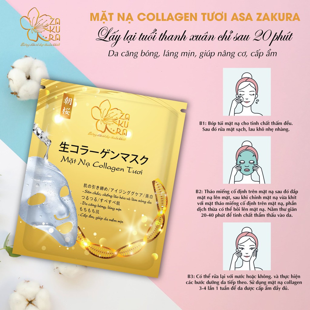 [BEST SELLER] COMBO 3 Hộp Mặt Nạ Collagen Tươi (Hộp 3 Miếng) - Tặng 1 Miếng Mặt Nạ Collagen