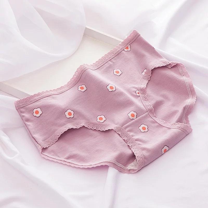 Quần Lót Nữ Cotton Nâng Mông Co Giãn hoạ tiết hoa tím siêu xinh QL02