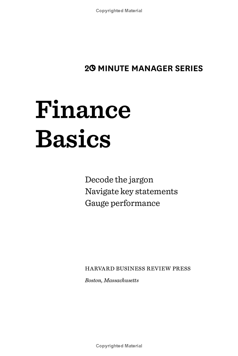 Harvard Business Review 20 Minute Manager Series Finance Basics