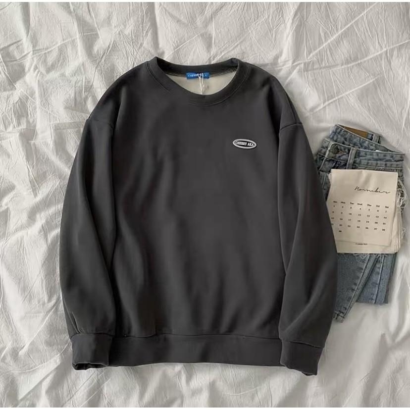 SWEATER logo CHERRY AKA lót nỉ bông đơn sắc basic