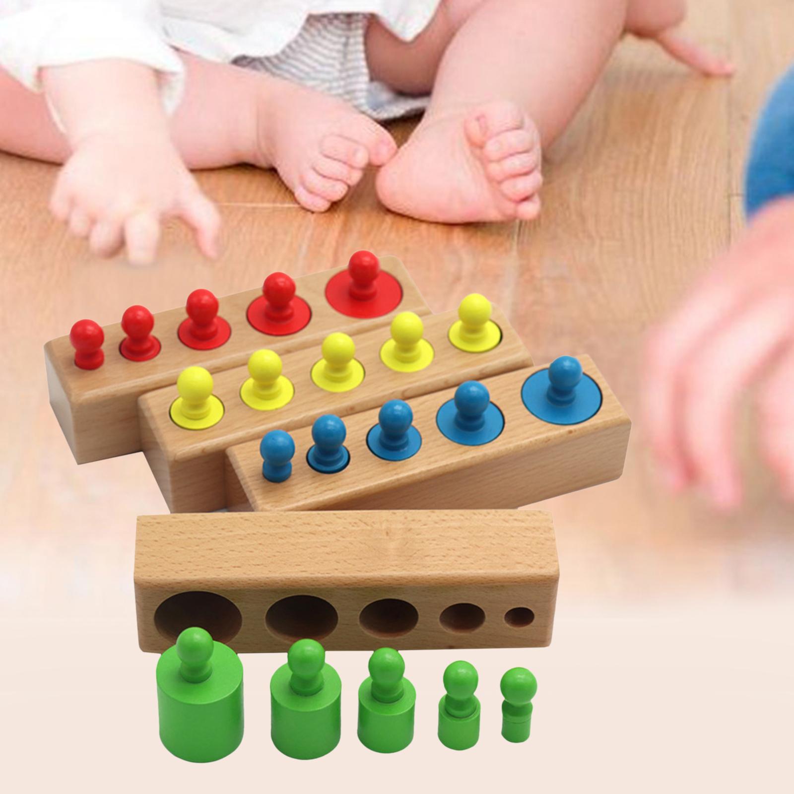 Column Block Toys Educational Wooden Sorter Toy for Kids Color Recognition Board