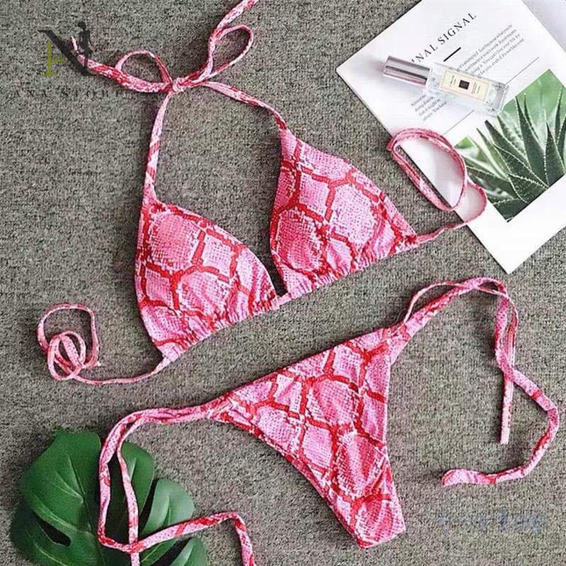 Áo Tắm Bikini Gợi Cảm Hoa Hồng Đỏ Buộc Dây Hở Lưng