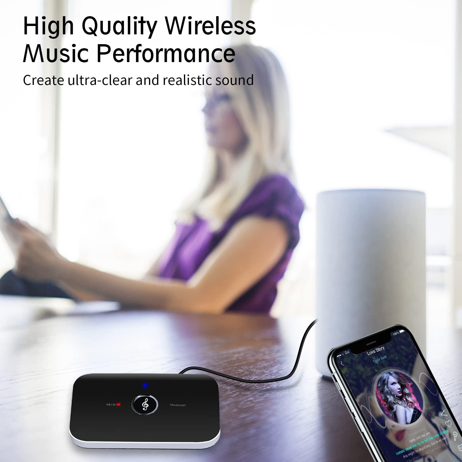 Bộ thu âm Bluetooth, Máy thu âm Bluetooth 5.0 Máy thu âm âm Bluetooth 2-in-1, bộ sạc âm thanh Bluetooth/bộ chuyển đổi RCA với xuất âm thanh 3.5mm