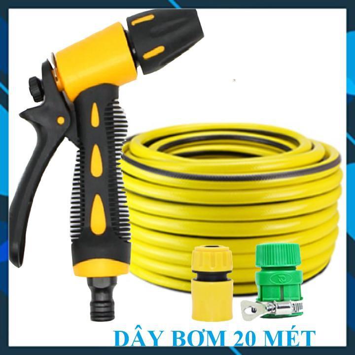 Vòi tưới cây rửa xe️️ Bộ dây vòi xịt nước rửa xe, tưới cây , tăng áp 3 lần, loại 20m 206319 cút sập, nối PE