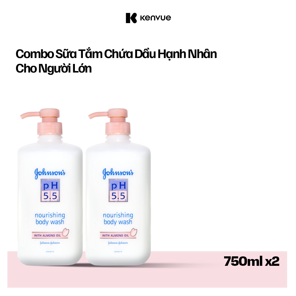 Combo 2 Sữa Tắm Người Lớn Dầu Hạnh Nhân Johnson's Adult Ph5.5 - Dung Tích 750mlx2