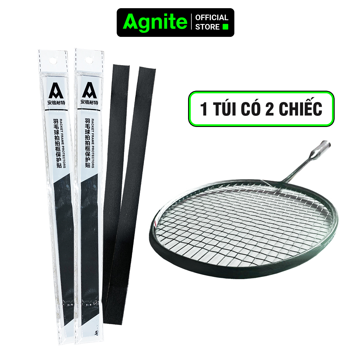 Miếng dán bảo vệ đầu vợt cầu lông Agnite tránh trầy xước, vợt tennis, da PU chống mài mòn, giá siêu rẻ