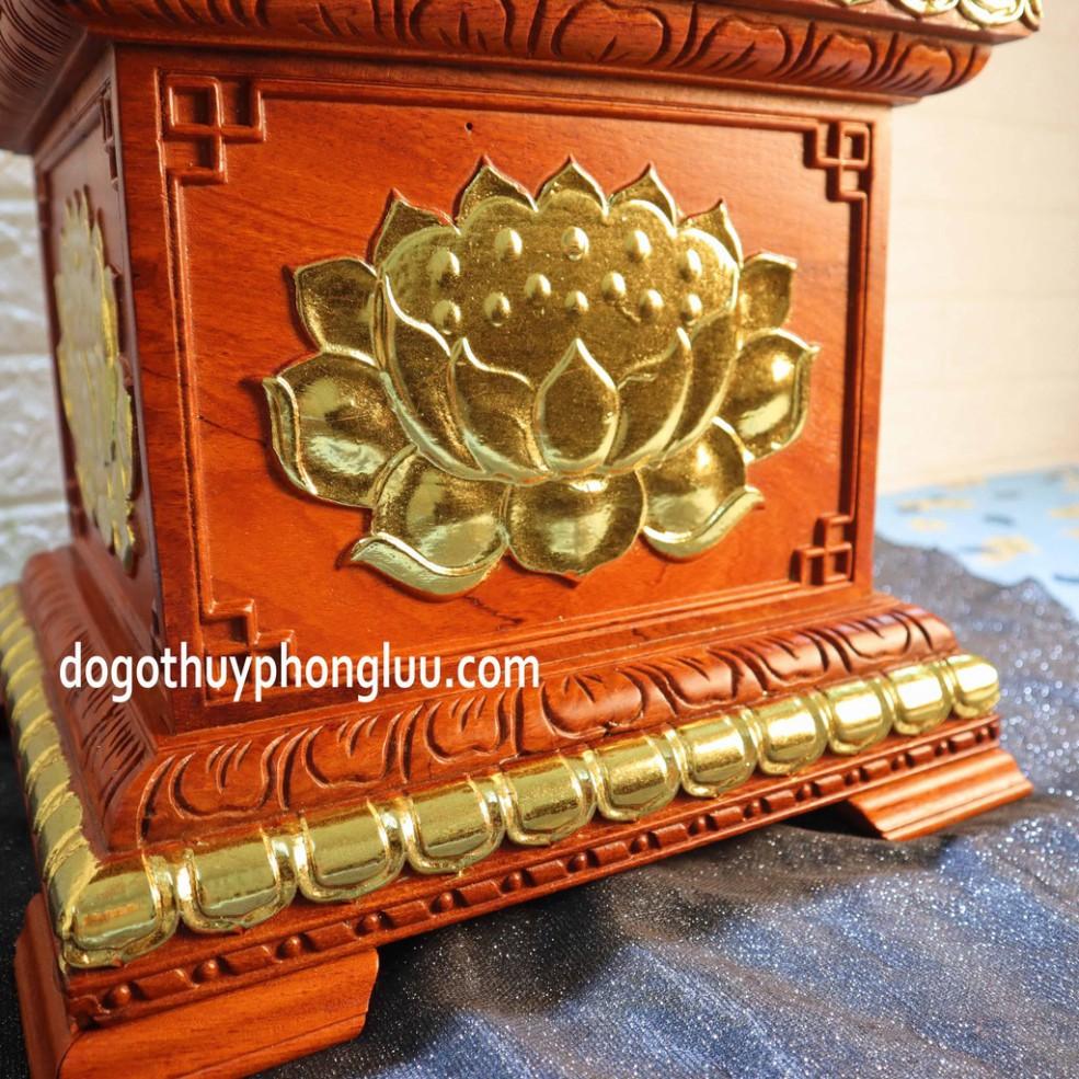 Đôn hoa sen vuông gỗ hương đài rát vàng cao 30cm