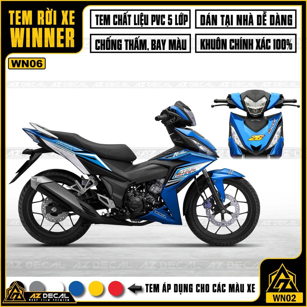 Tem Rời Dán Xe Winner V1 / 150 Mẫu HYPER | WN06 | Decal Chế Xe Chất Liệu PVC Chống Nước, Chống Bay Màu - Xanh Trắng