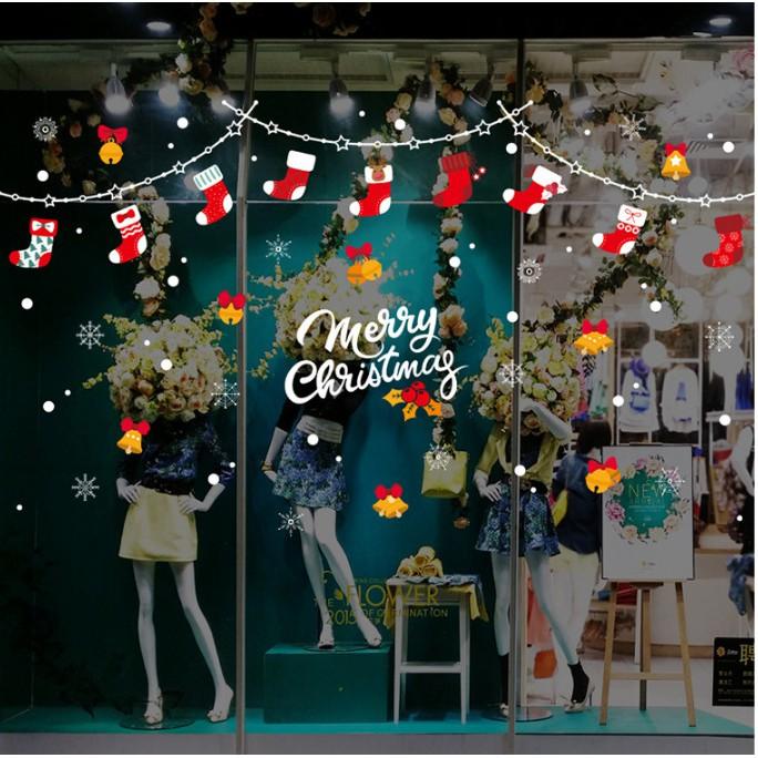 Decal trang trí noel rèm dây vớ