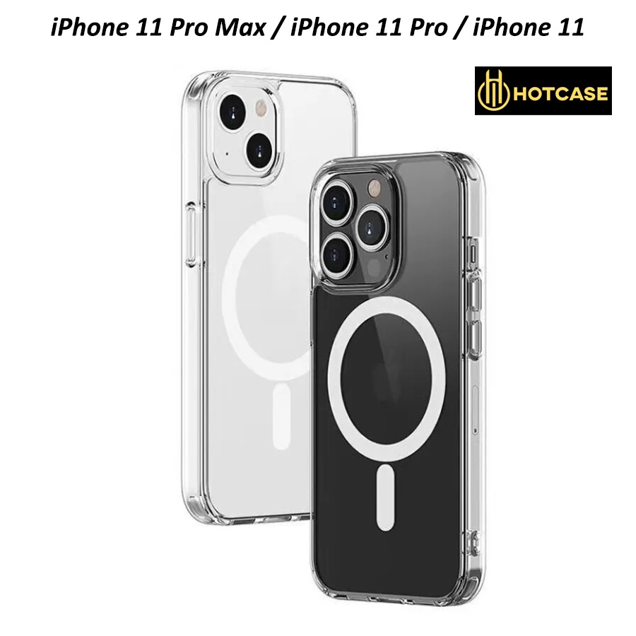 Ốp lưng trong suốt sạc từ tính cho iPhone 11 / 11 Pro / 11 Pro Max hiệu HOTCASE Magnetic - trang bị đệm khi 4 góc, Viền TPU chống sốc, lưng PC chống ố vàng - Hàng nhập khẩu