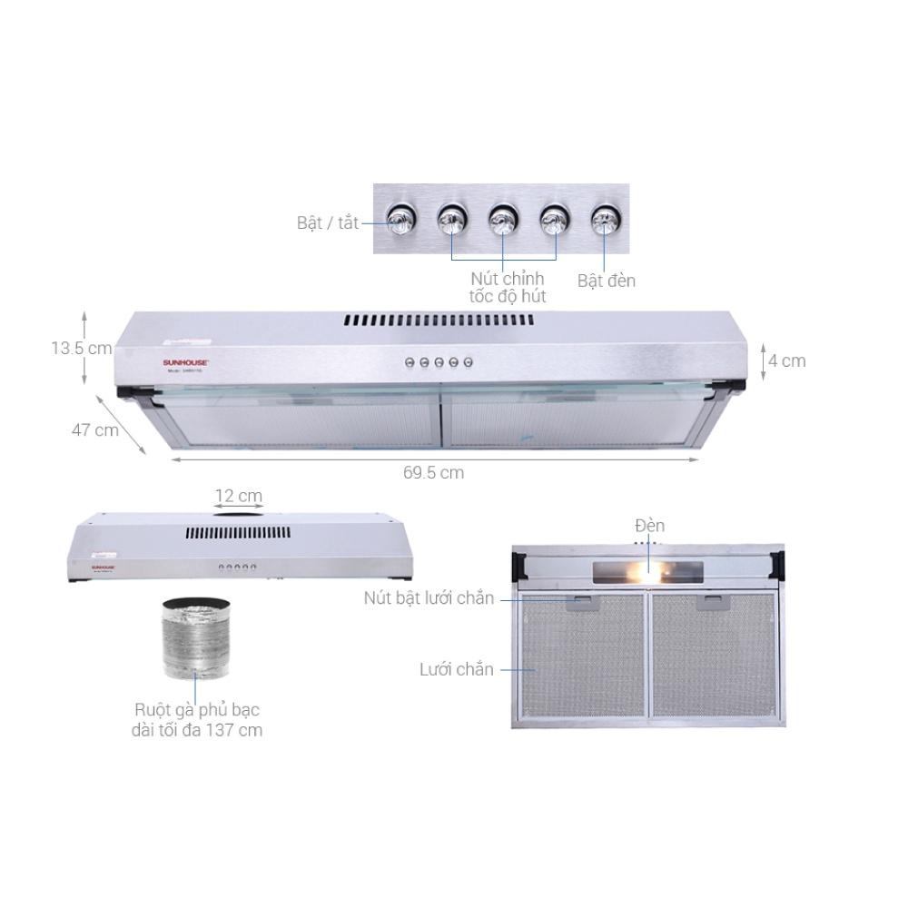 Combo Bếp điện từ đôi Sunhouse mama MMB-88HL + Máy hút mùi Sunhouse SHB6118i, Hàng chính hãng - Bảo hành tại nhà