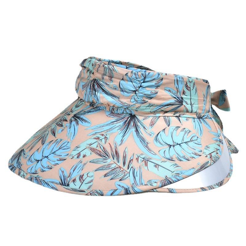 Mùa Hè Nữ Vành Rộng Trống Đầu Che Nón Đạp Xe Tretchable Quấn Nơ Màu Miếng Vải Lớn Vành Đi Biển Chống Tia UV Mũ Lưỡi Trai