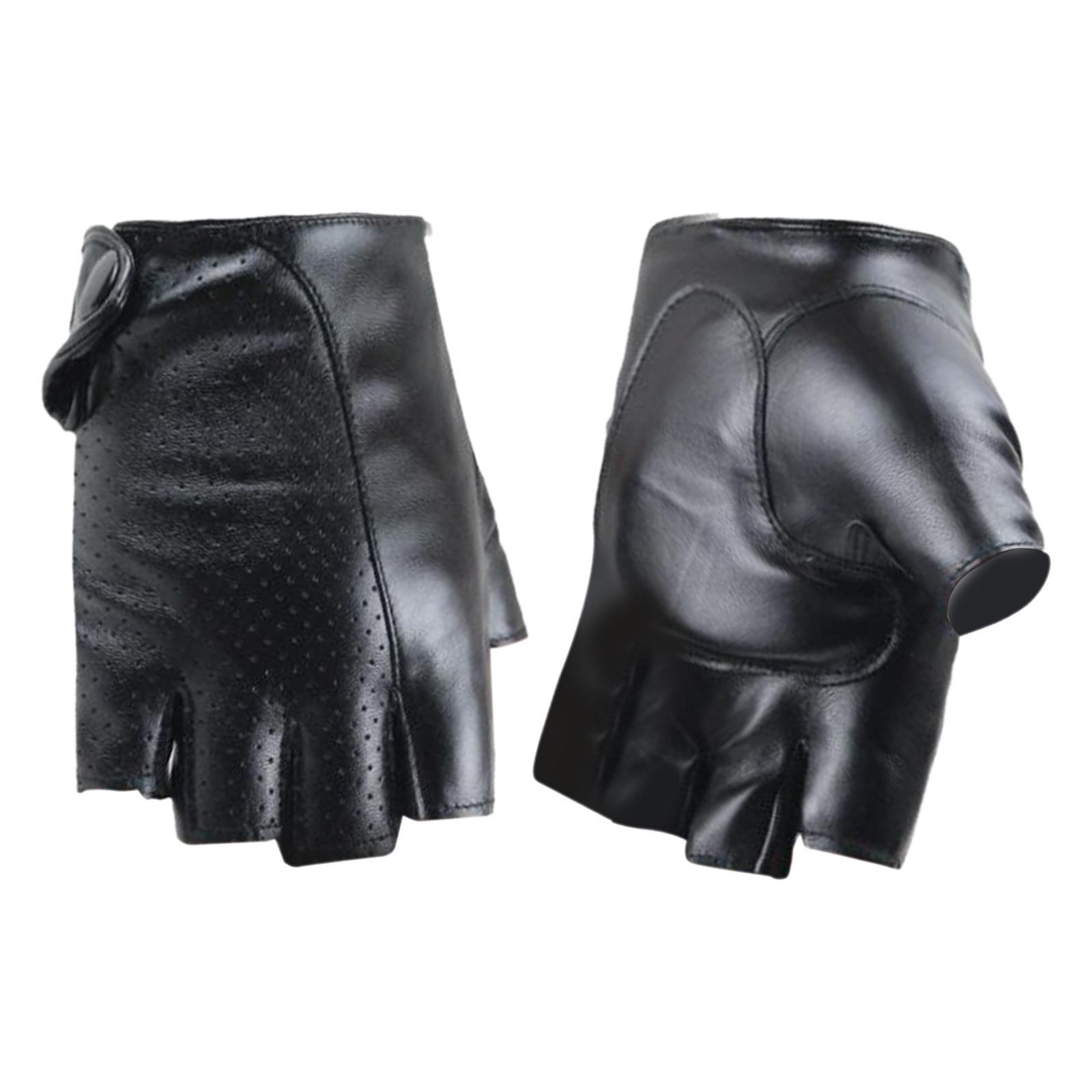 Wear Resistant Half Finger Gloves Lightweight PU Leather Gloves for Driving