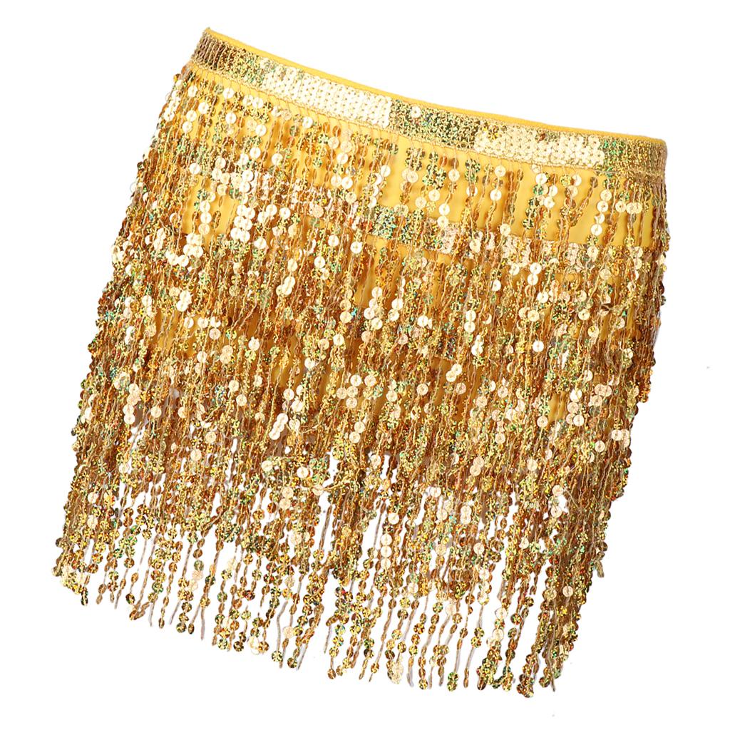 2 Pcs Women Fashion Belly Dance Hip Scarf Mini Skirt With Fringe Fancy Dress