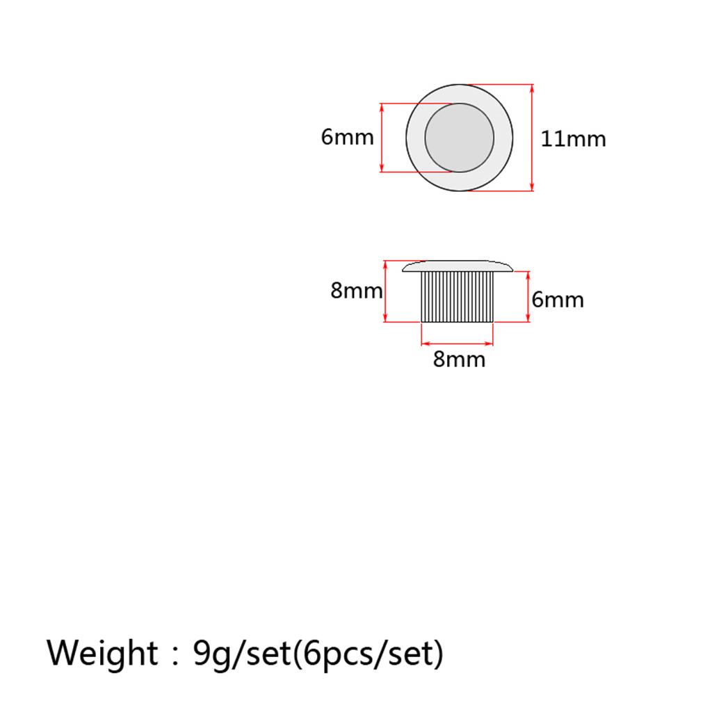 Sunnimix 6 Chiếc Đàn Guitar Bushings Máy Đầu Chỉnh Chốt Khóa Bushings Chuyển Đổi Adapter Ferrules Mạ Niken 8 Mm