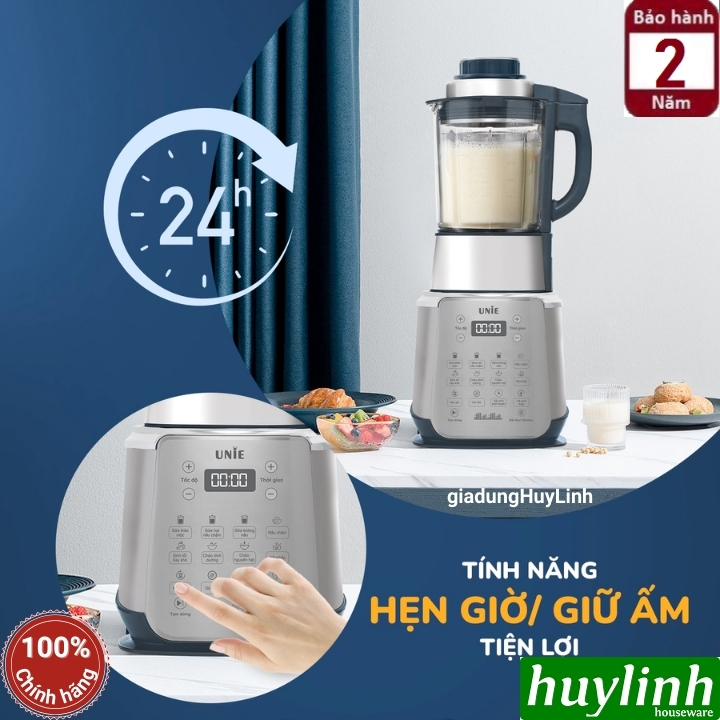 Máy làm sữa hạt Unie V9S - 1.75 lít - 8 chức năng - 1800W - có tính năng tạm dừng - Hàng chính hãng