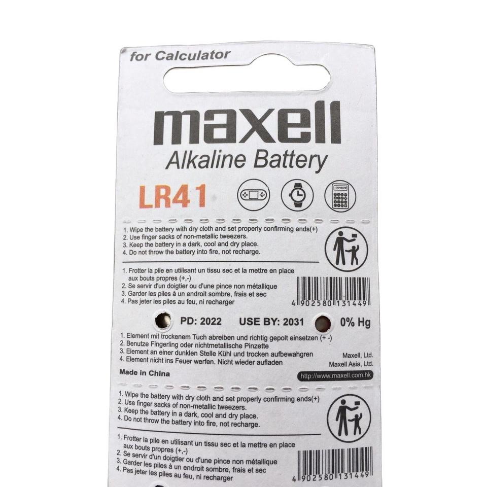 Vỉ Pin Cúc Áo Maxell LR41 / AG3 / L736F Nhật Bản 1,5V