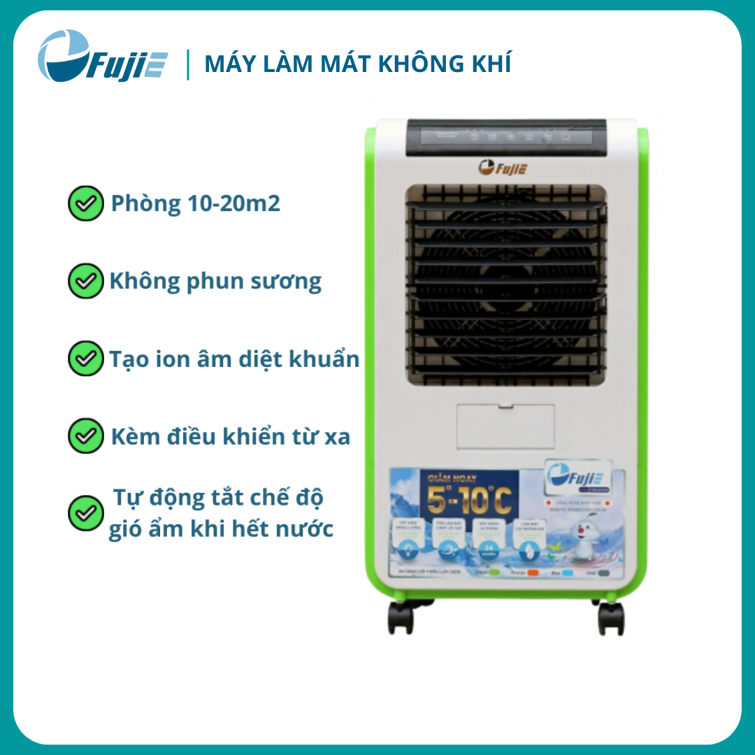 Máy làm mát không khí, quạt điều hòa FujiE AC_601, bình chứa 30 lít cho phòng 10-20m², khoảng cách gió 5 mét - Hàng chính hãng