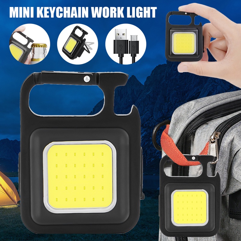 Đèn pin siêu sáng đeo móc khóa đa năng sạc usb tiện dụng bản cao cấp chống nước, đèn led mini COB 800 Lumens