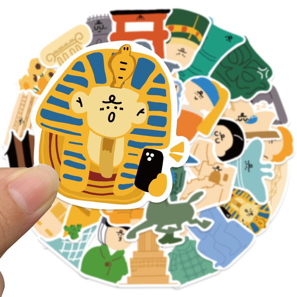 Sticker hội họa kỳ quan chibi trang trí mũ bảo hiểm,guitar,ukulele,điện thoại,sổ tay,laptop-mẫu S59