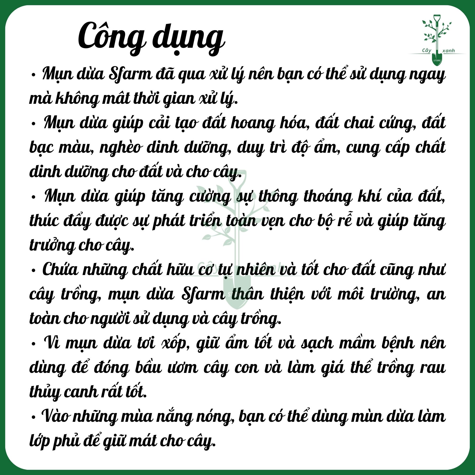 Mụn dừa đã qua xử lý SFARM  túi to 20DM3 - Sử dụng ngay, Cải tạo đất, Bổ sung dưỡng chất cho cây trồng- Cây Xanh Store