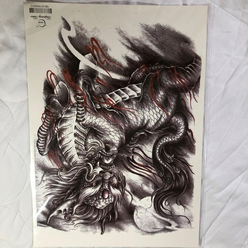 Kín lưng trắng đen kì lân 34x48cm- tặng bắp tay xinh