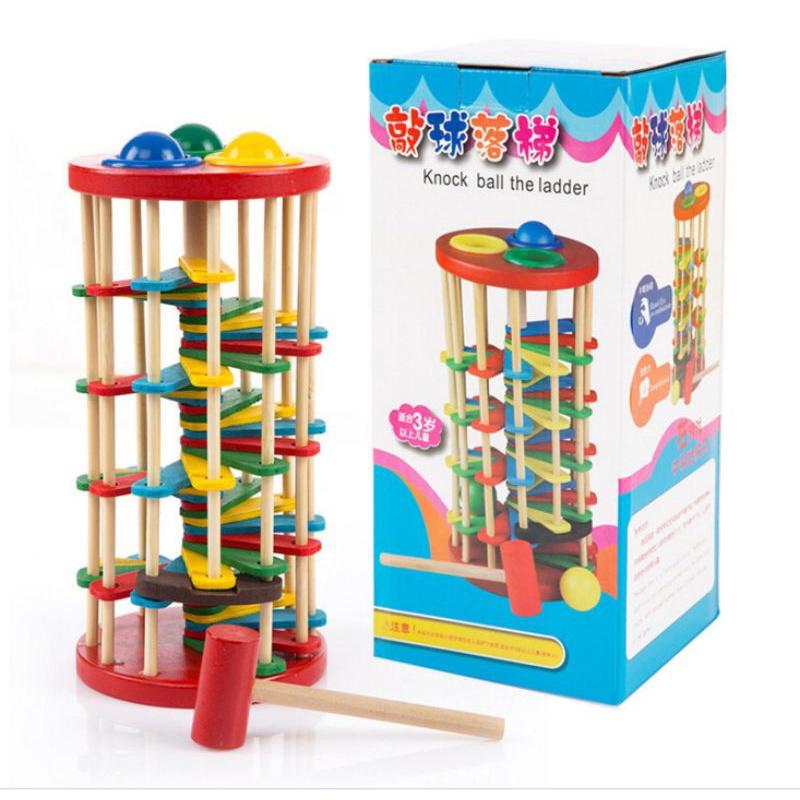 Đồ Chơi Gỗ Đập Bóng Lốc Xoáy Cầu Thang