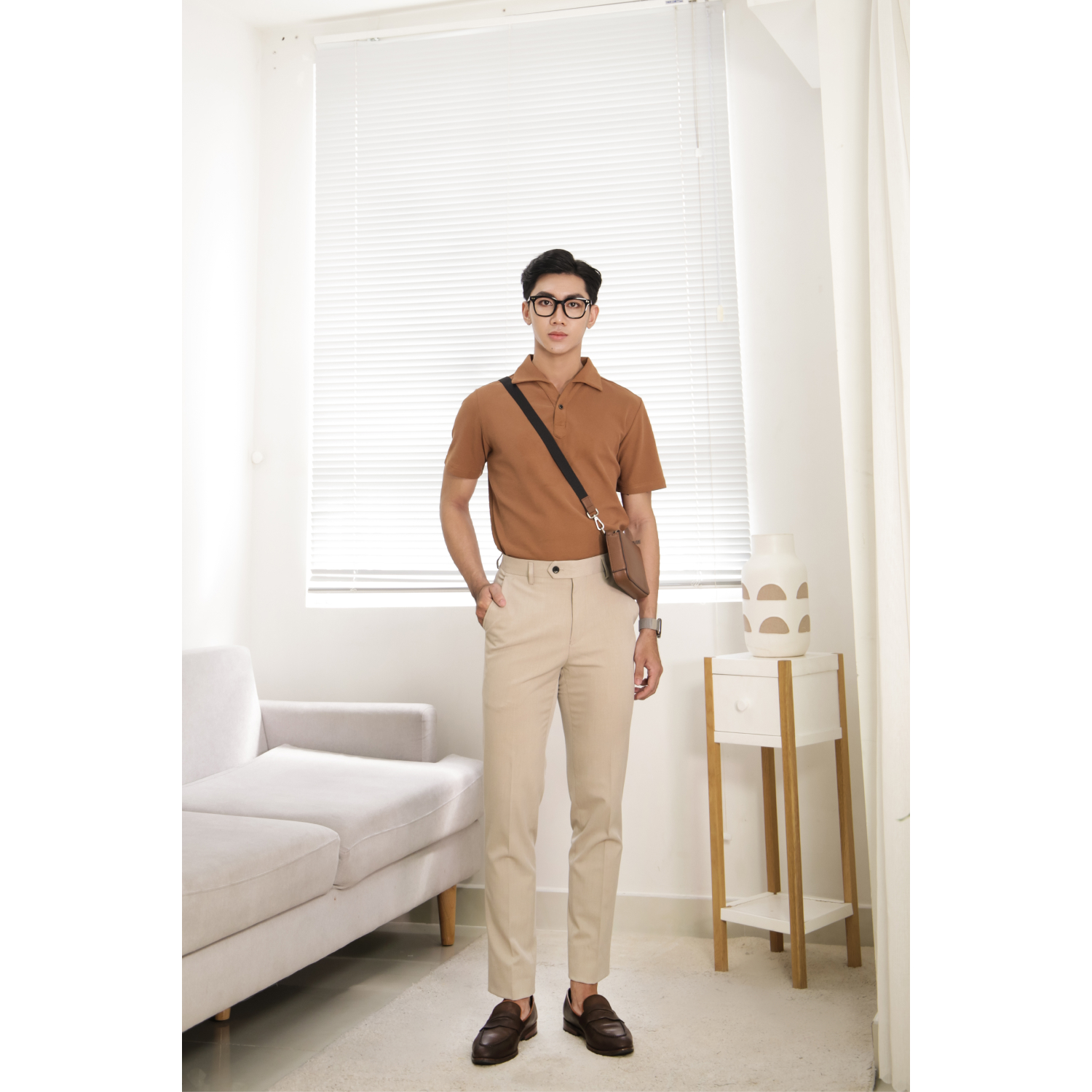 Quần dài công sở, quần tây may đo, BASIC-TROUSERS-7 phong cách thanh lịch thường ngày, kiểu dáng Straight Fit - HY.WO