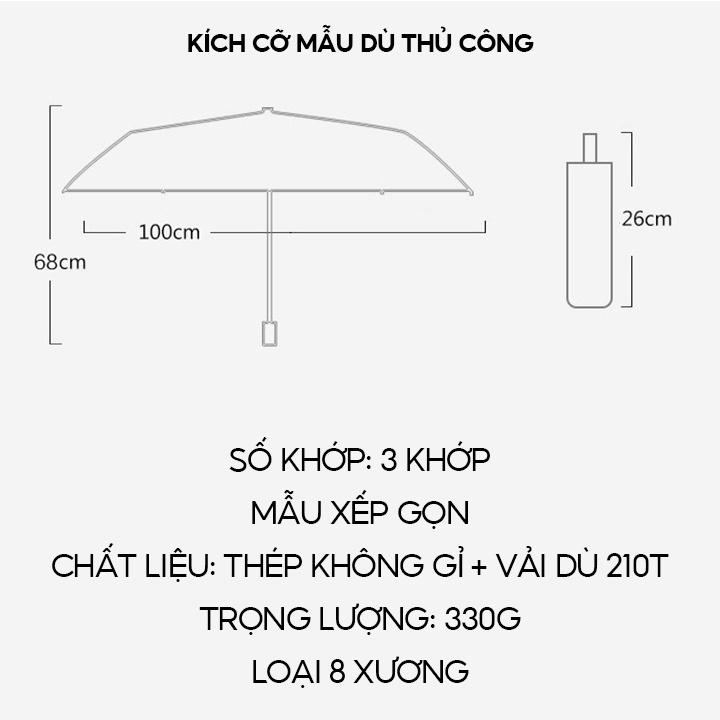 Ô Dù 8 Xương Tráng Nhựa Đen Chống Nắng Chống Tia Uv In Hoạ Tiết Nhỏ