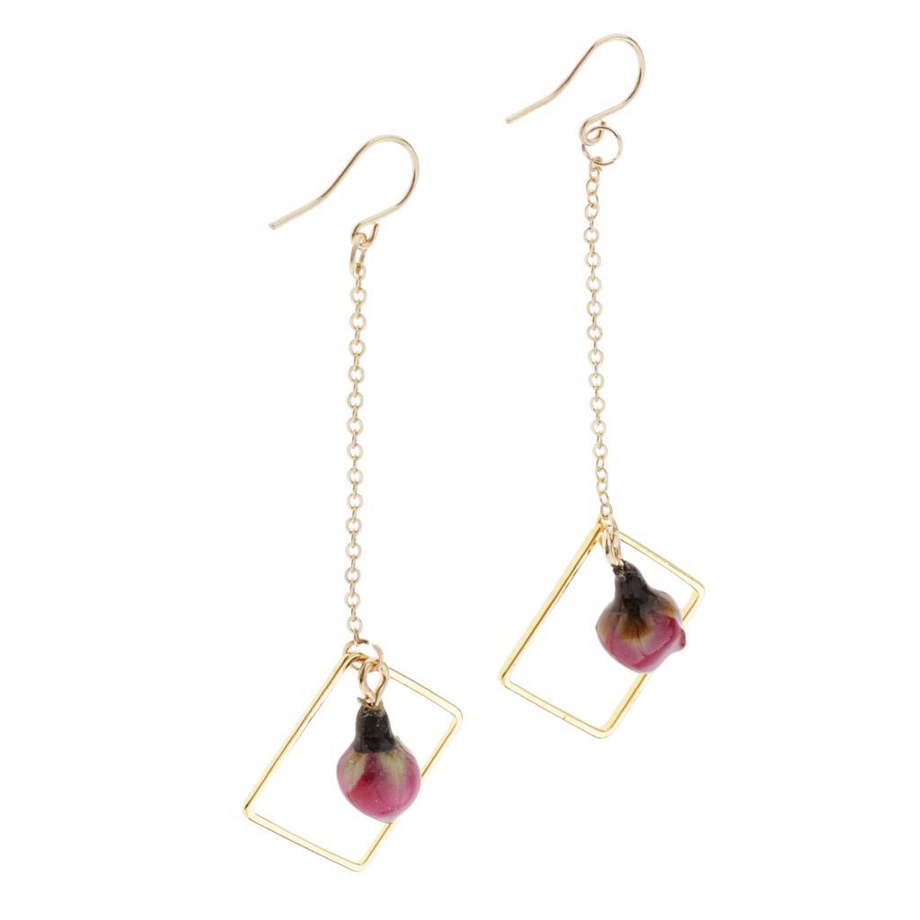 2pcs Flower Bud Long Chain Dangle Earring Earbob
