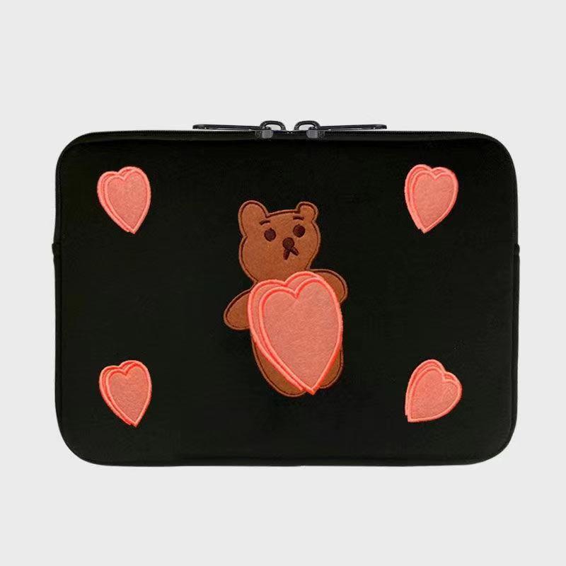 Hoạt Hình Dễ Thương Gấu Thêu Laptop 11 13 14 15 15.6 16.1 Inch Tay Cầm Máy Tính Bảng Ipad Cặp Túi Bên Trong máy Tính Xách Tay Ốp Lưng