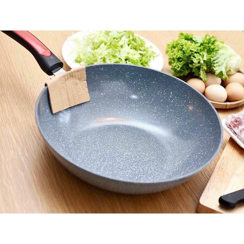 Chảo sâu lòng 32cm men đá chống dính khi xào nấu/Chảo men đá nhôm cao cấp