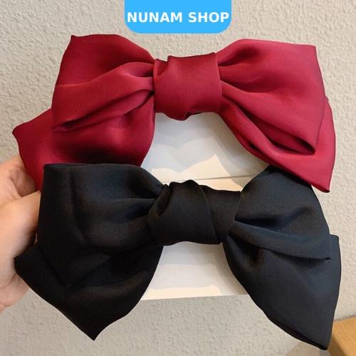 Kẹp tóc nơ size to vải satin phong cách vintage chuẩn form cực đẹp cho nữ Nunam Shop