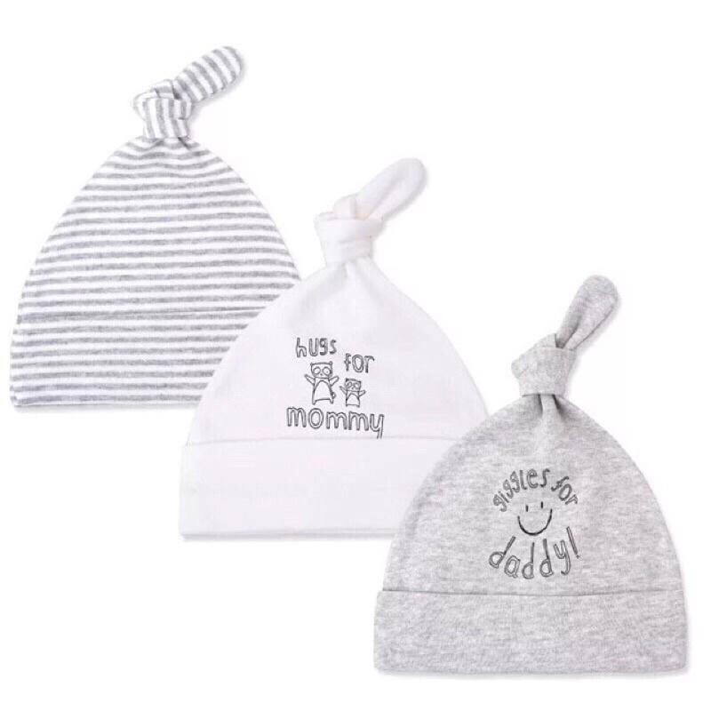 Set 3 mũ cotton sơ sinh Momcare cho bé trai,bé gái từ 0-6m -Amina