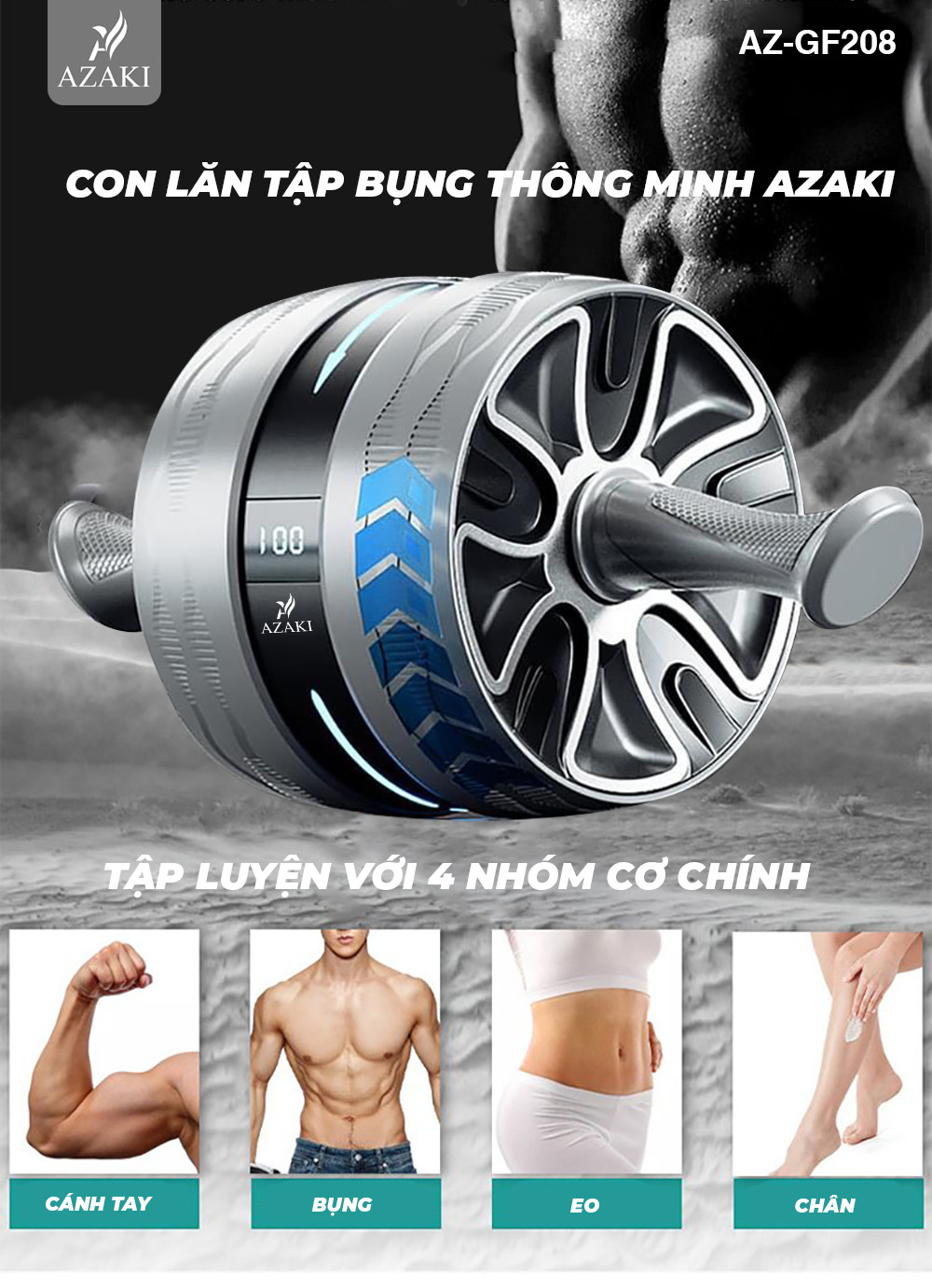 Con lăn tập bụng thông minh Azaki GF208