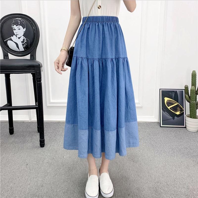 Chân Váy Denim Lưng Cao Co Giãn Tốt Cỡ Lớn Dễ Phối Đồ